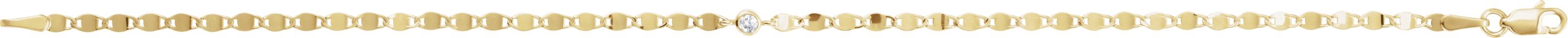 14K Yellow Gold .06 CT Natural Diamond Bezel-Set Link 7 1/2" Bracelet