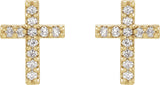 14K Yellow Gold .05 CTW Natural Diamond Cross Earrings