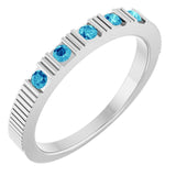Sterling Silver Natural Blue Zircon Stackable Ring