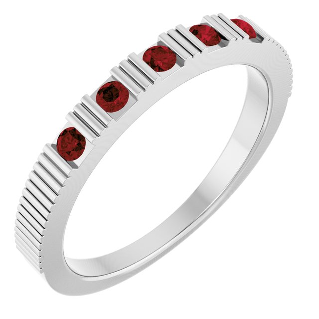 Platinum Natural Mozambique Garnet Stackable Ring
