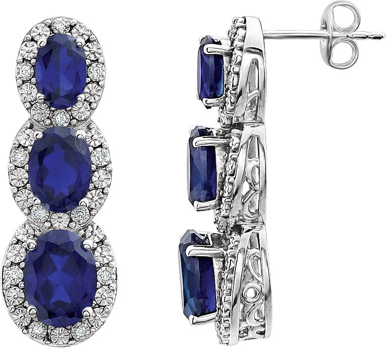 Three-Stone Halo-Style Earrings