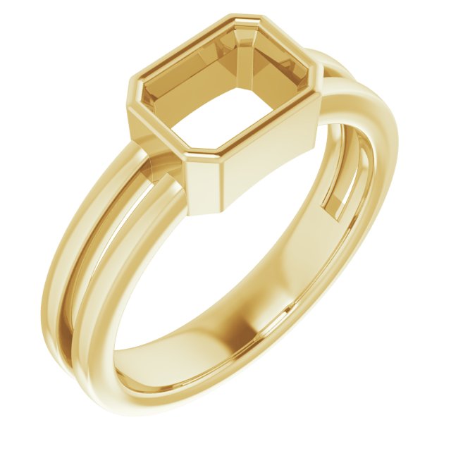 14K Yellow 7x5 mm Emerald Ring Mounting