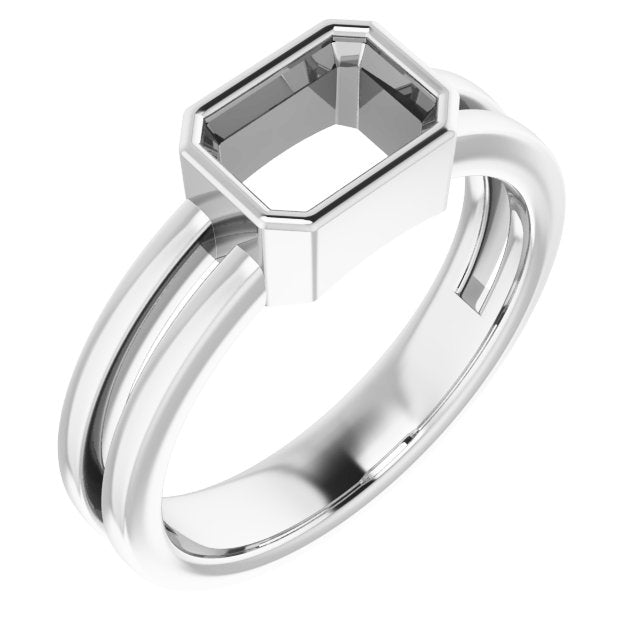 Platinum 7x5 mm Emerald Ring Mounting