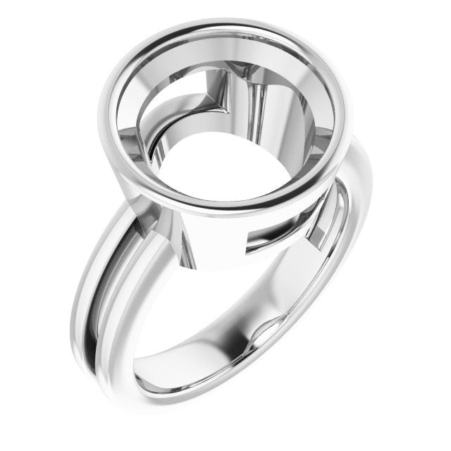 18K White 12 mm Round Ring Mounting