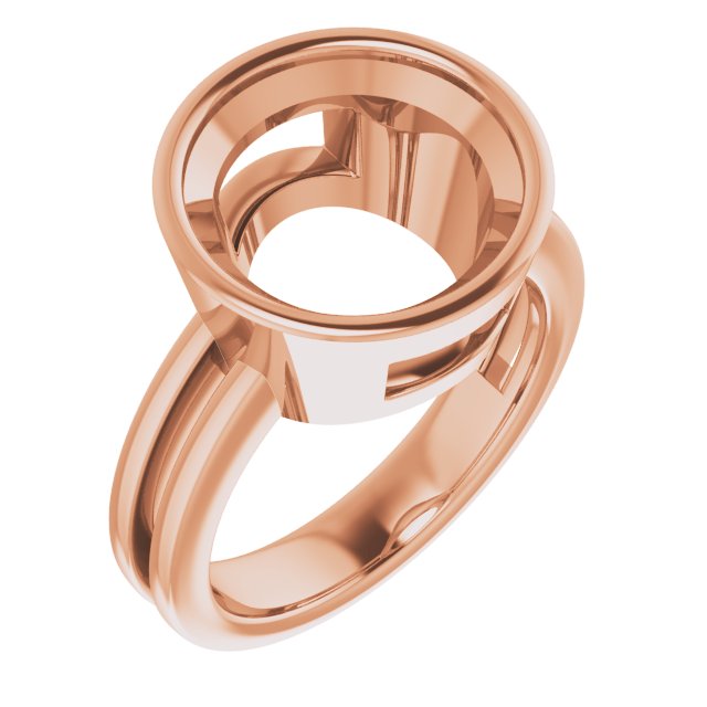 18K Rose 12 mm Round Ring Mounting