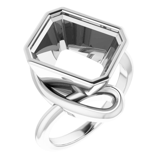 Continuum Sterling Silver 12x10 mm Emerald Ring Mounting