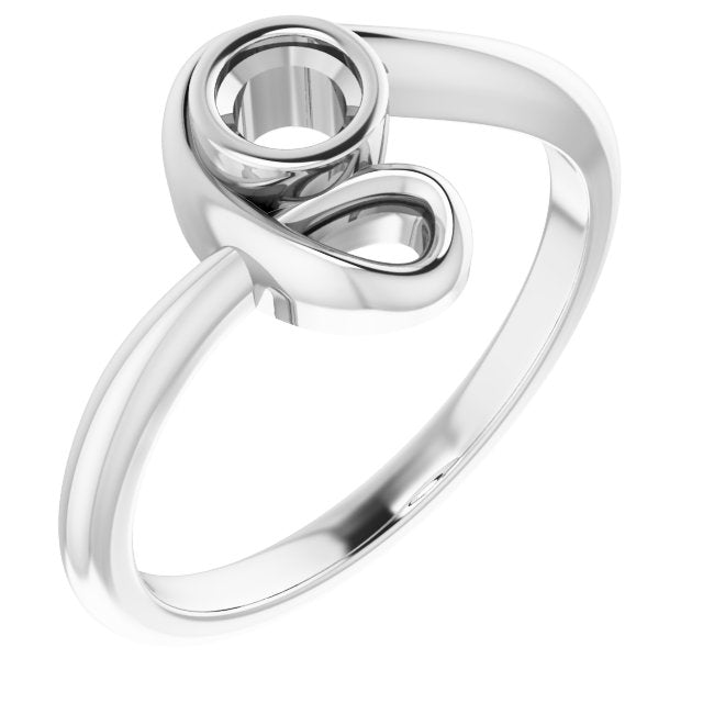 Sterling Silver 3.8 mm Round Ring Mounting
