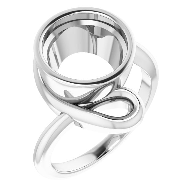 18K White 10 mm Round Ring Mounting