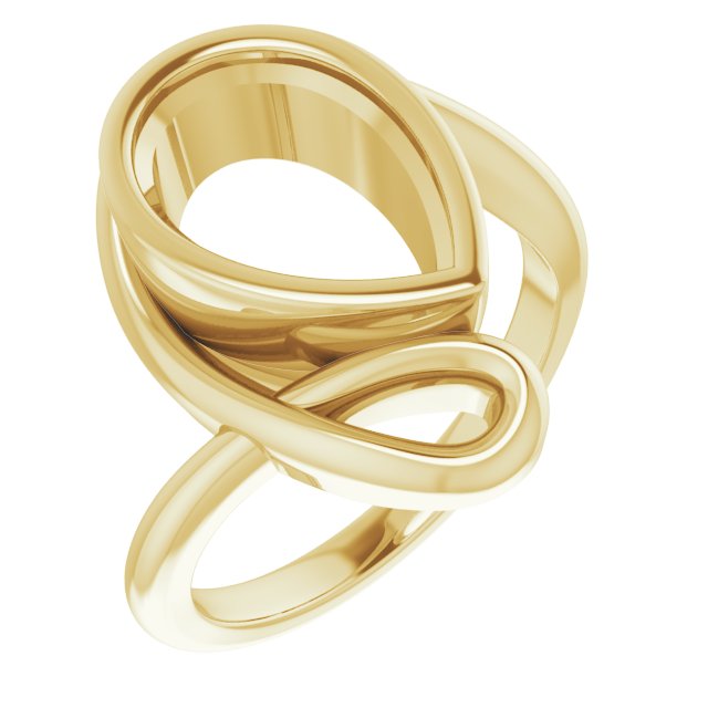 18K Yellow 12x8 mm Pear Ring Mounting