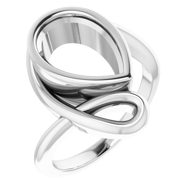 14K X1 White 12x8 mm Pear Ring Mounting