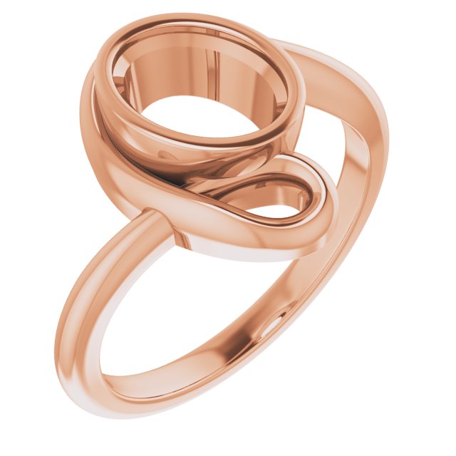 18K Rose 8x6 mm Oval Ring Mounting