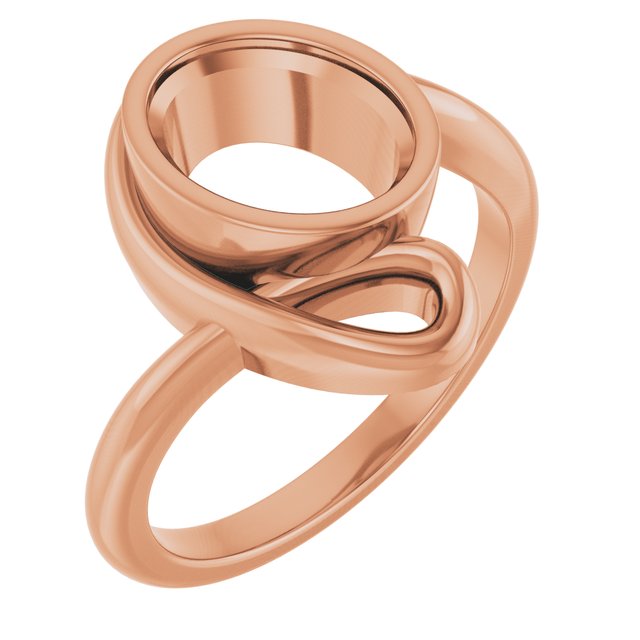 18K Rose 9x7 mm Oval Ring Mounting