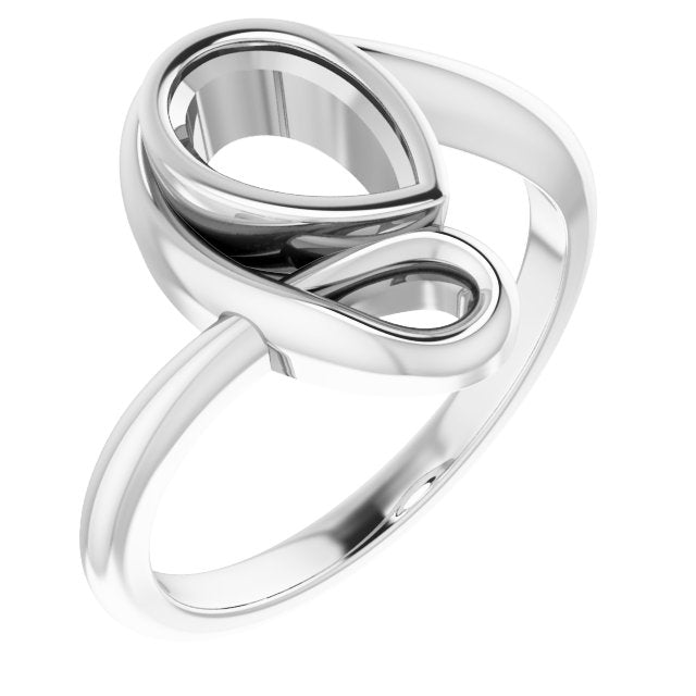 14K White 8x5 mm Pear Ring Mounting