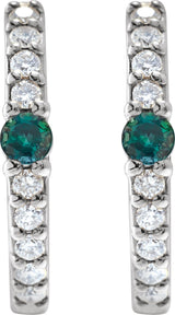 Platinum Natural Alexandrite & 1/8 CTW Natural Diamond 13.6 mm Hoop Earring