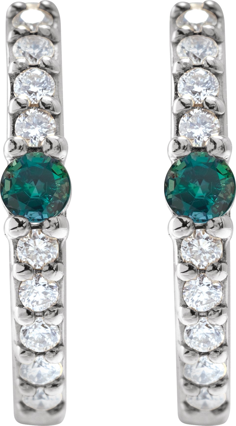 Platinum Natural Alexandrite & 1/8 CTW Natural Diamond 13.6 mm Hoop Earring