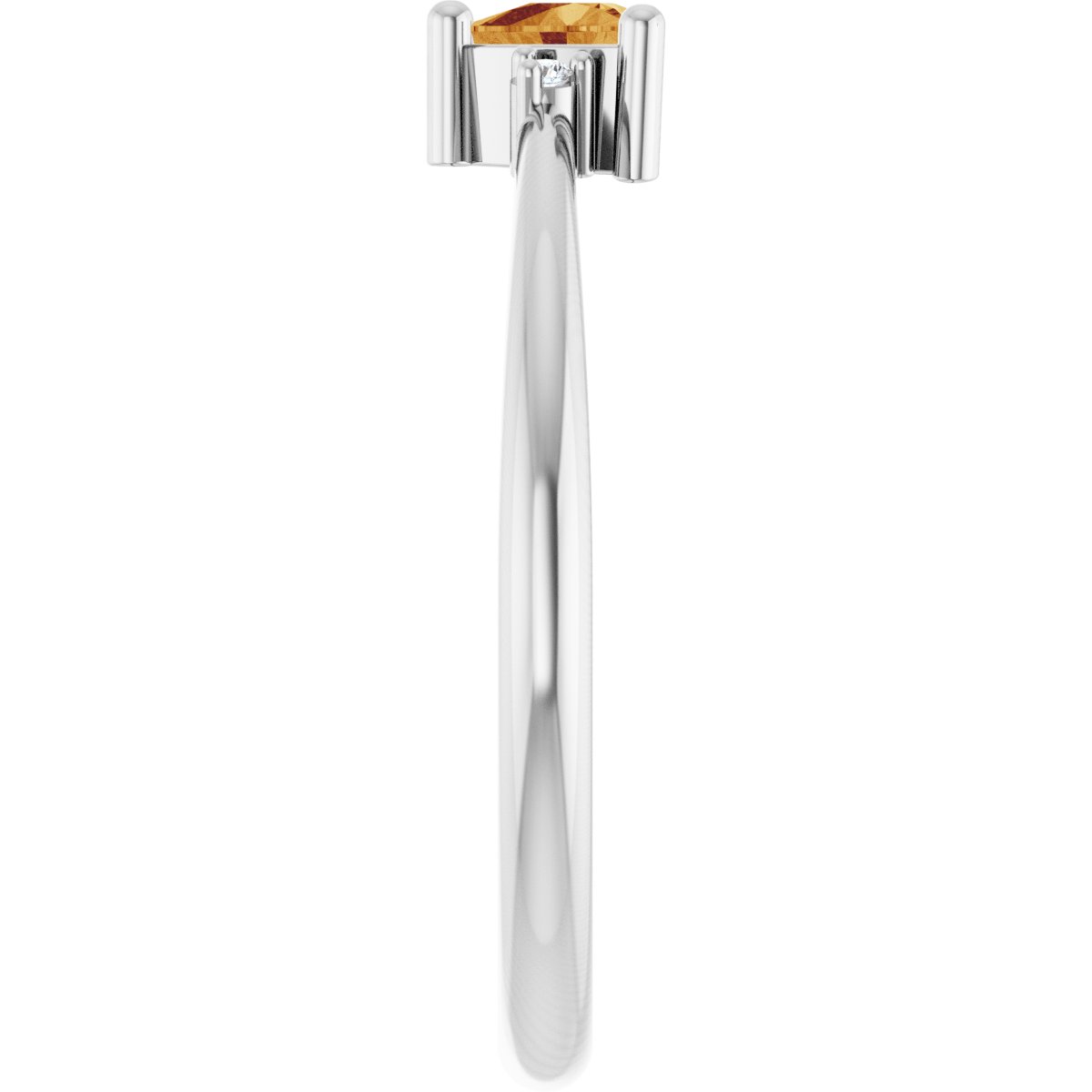 14K White Gold Natural Citrine & .015 CTW Natural Diamond Ring