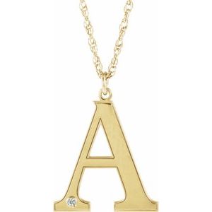 10K Yellow Engravable Imitation Diamond Initial A 18" Necklace