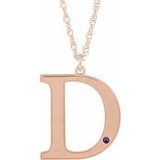 14K Rose Gold-Plated Sterling Silver Engravable Imitation Amethyst Initial D 18" Necklace