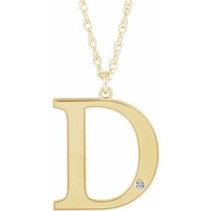 10K Yellow Engravable Imitation Diamond Initial D 18" Necklace