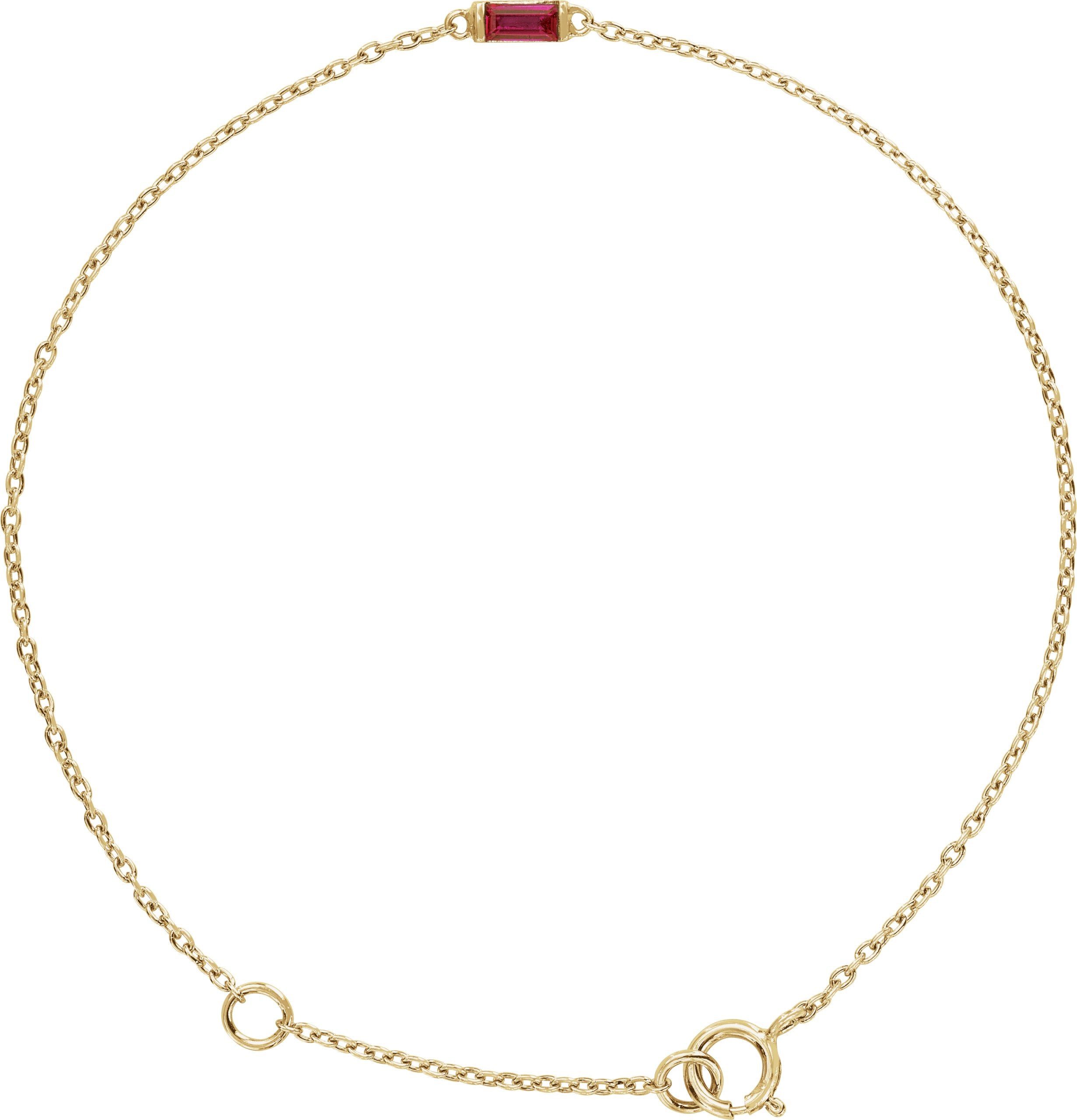 14K Yellow Gold Straight Baguette Natural Ruby 6 1/2-7 1/2" Bracelet