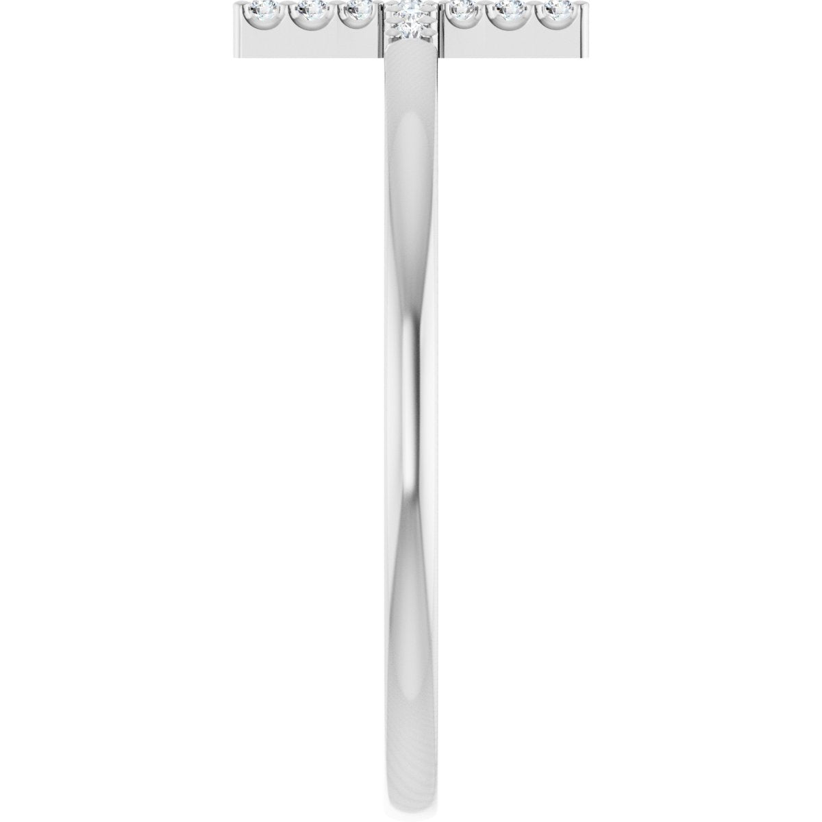 14K White Gold .07 CTW Natural Diamond Sideways Cross Ring