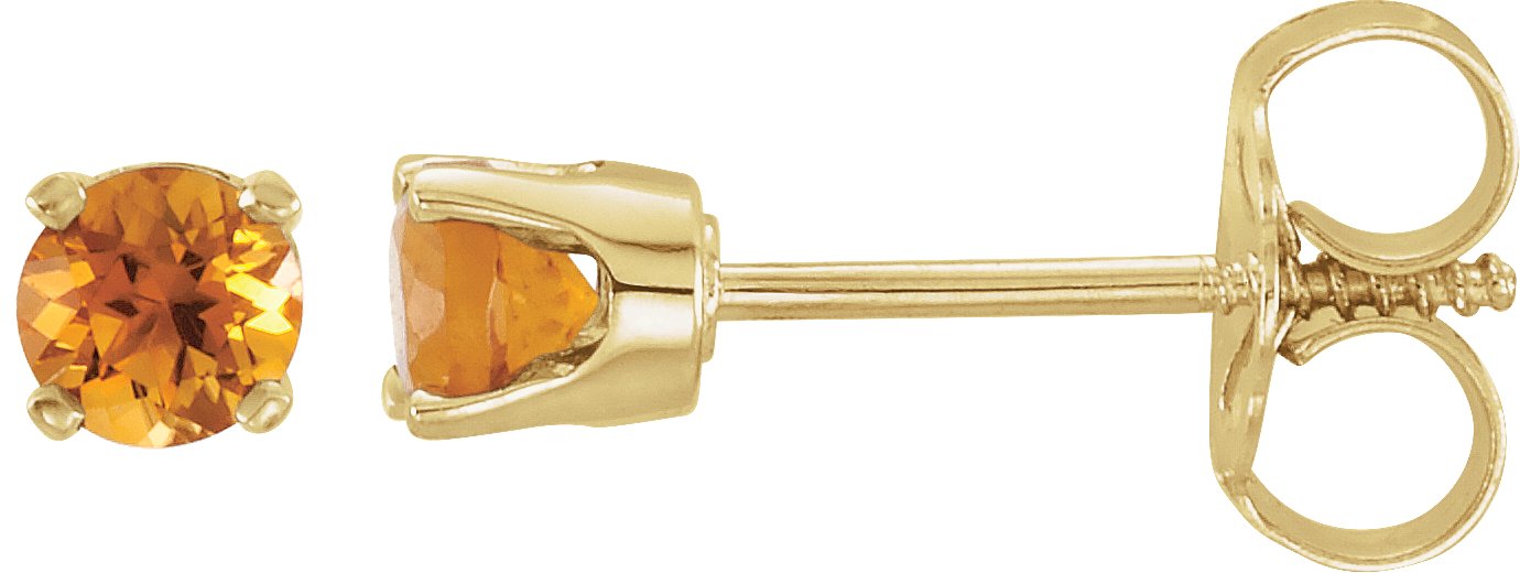 14K Yellow Gold Imitation Citrine Youth Earrings