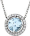 14K White Gold Natural Aquamarine & .06 CTW Natural Diamond Semi-Set Halo-Style 16