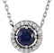 14K White Gold Natural Blue Sapphire & .05 CTW Natural Diamond Halo-Style 16