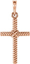 14K Rose Gold 17.5x11.3 mm Rope Cross Pendant