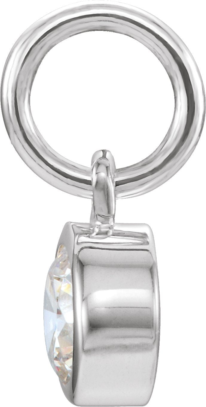 14K White Gold Posh Mommy® Imitation Diamond Charm/Pendant