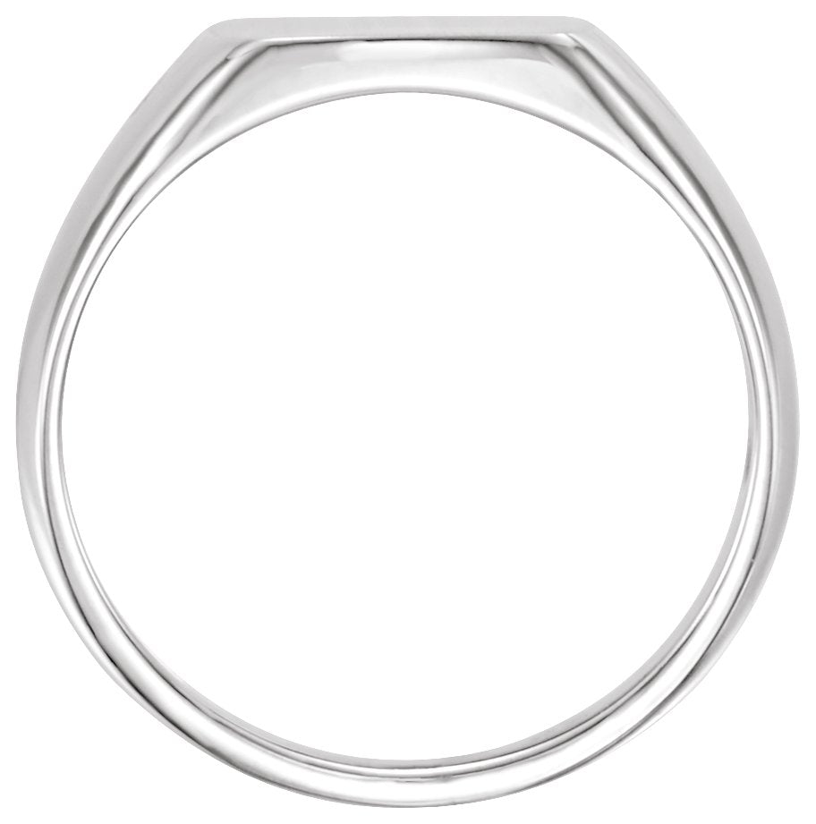 14K White Gold 13x12 mm Rectangle Signet Ring