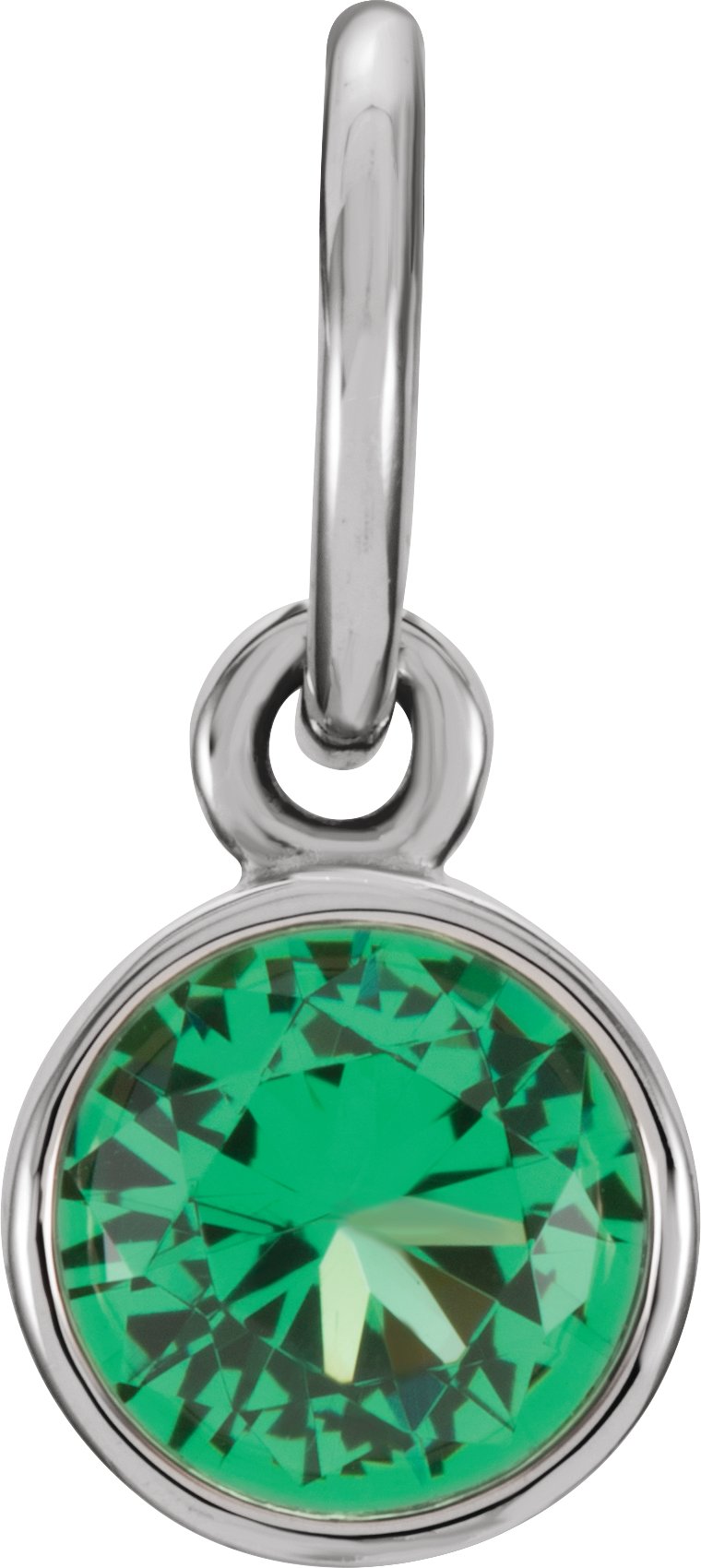 14K White Gold Posh Mommy® Imitation Emerald Charm/Pendant
