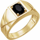 14K Yellow Natural Black Onyx Ring