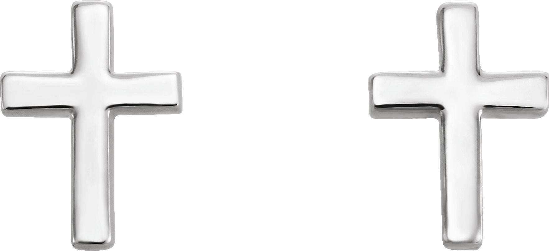 14K White Gold 7.5 mm Cross Earrings