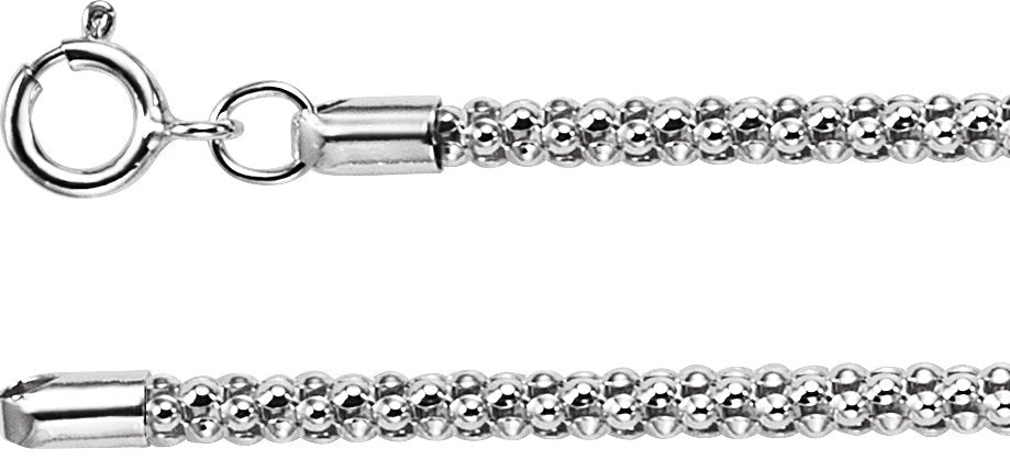 Sterling Silver 2.75 mm Popcorn 20" Chain