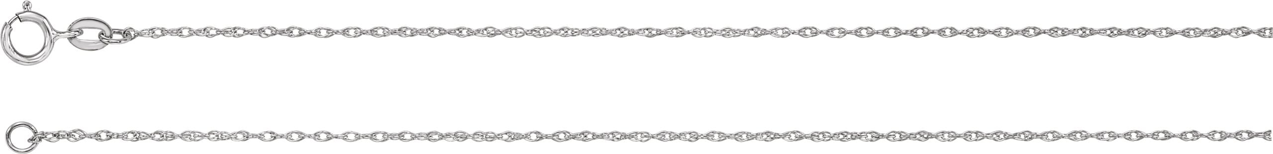 14K White Gold 1 mm Rope 7" Chain