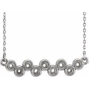 14K White Bezel-Set Bar 16-18" Necklace Mounting