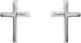 14K White Gold 10 mm Cross Earrings