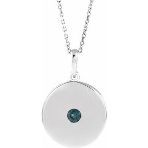 Platinum Lab-Grown Alexandrite Disc 16-18" Necklace