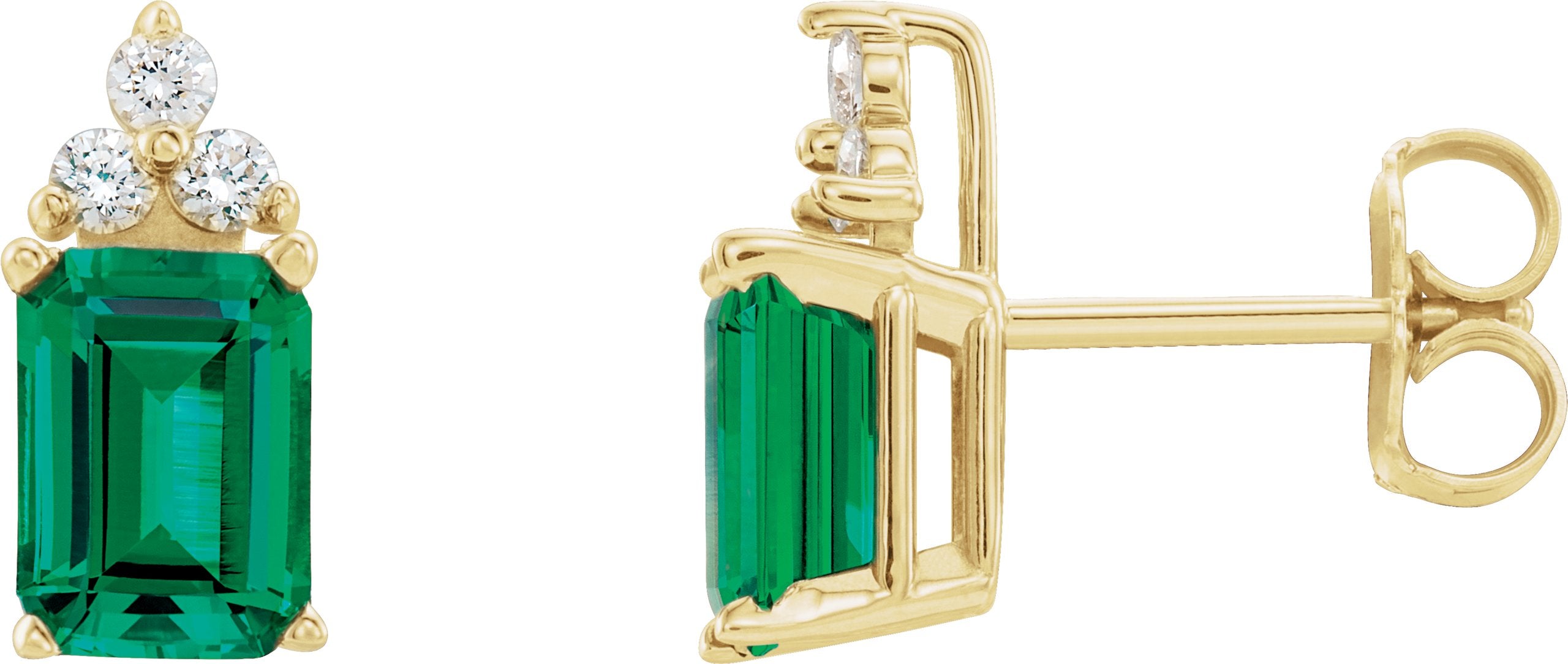 Emerald 4-Prong Accented Earrings