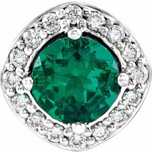 Sterling Silver Lab-Grown Emerald & .08 CTW Natural Diamond Pendant