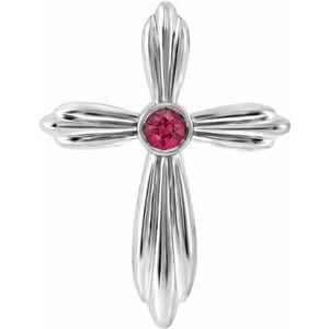 Platinum Natural Ruby Cross Pendant