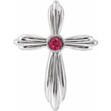 Sterling Silver Natural Ruby Cross Pendant