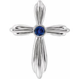 Platinum Natural Blue Sapphire Cross Pendant