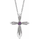 14K White Natural Alexandrite Cross 16-18" Necklace