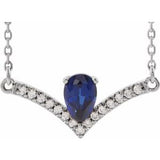 14K White Natural Blue Sapphire & .06 CTW Natural Diamond 18" Necklace