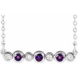 Sterling Silver Natural Amethyst & .08 CTW Natural Diamond Bezel-Set 16-18" Necklace
