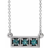 Platinum Lab-Grown Alexandrite Three-Stone Bar 16-18" Necklace