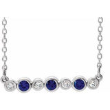 Sterling Silver Natural Blue Sapphire & .08 CTW Natural Diamond Bezel-Set 16-18" Necklace