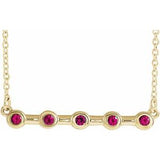 14K Yellow Natural Ruby Bezel-Set Bar 18" Necklace